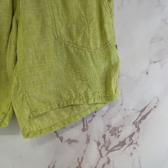 Toad & Co Shorts Womens Small Linen Roll Bermuda Pull On Elastic Chartreuse - Picture 4 of 11